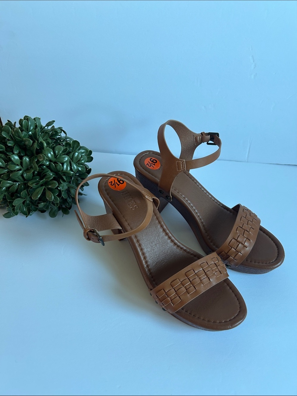 Women's Brown Woven Ankle-Strap Sandals